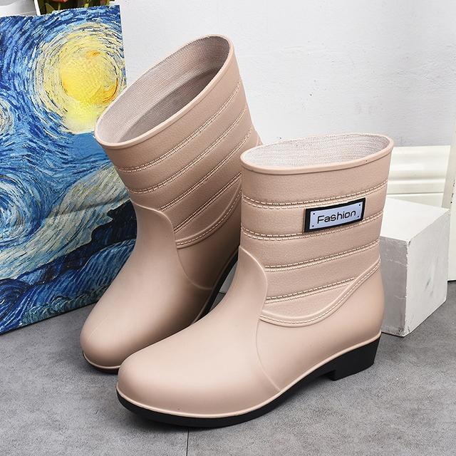 Gummistiefel für Damen, Regenschuhe, bequem, zum Hineinschlüpfen, wasserdicht, Galoschen, Damen, Garten, Wasserschuhe, Gummi-Regenstiefel 40 khaki von Joom DACH