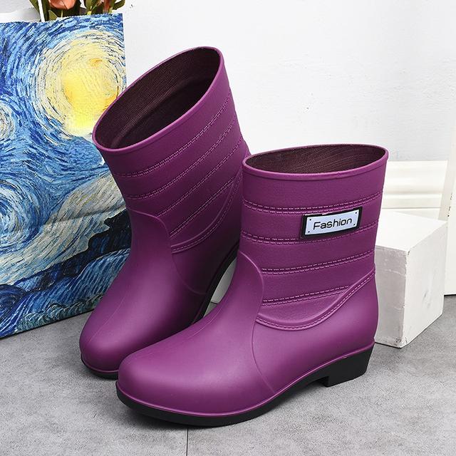 Gummistiefel für Damen, Regenschuhe, bequem, zum Hineinschlüpfen, wasserdicht, Galoschen, Damen, Garten, Wasserschuhe, Gummi-Regenstiefel 40 violett von Joom DACH