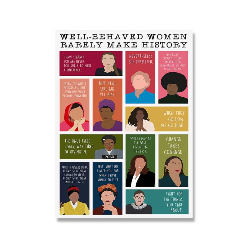 Gut erzogene Frauen schreiben selten Geschichte Poster Wanddekoration Kunst feministische Macht Leinwand Malerei Bilder für Wohnzimmer Wohnkultur 30x40cm no frame weiß von Joom DACH