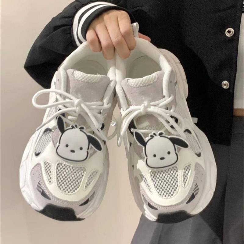 Gutaussehende Dad Shoes Damen Allround-Passform Neu Frühling und Herbst Plateau Leder Freizeit Sport Weiße Schuhe Pumps 40 schwarz von Joom DACH