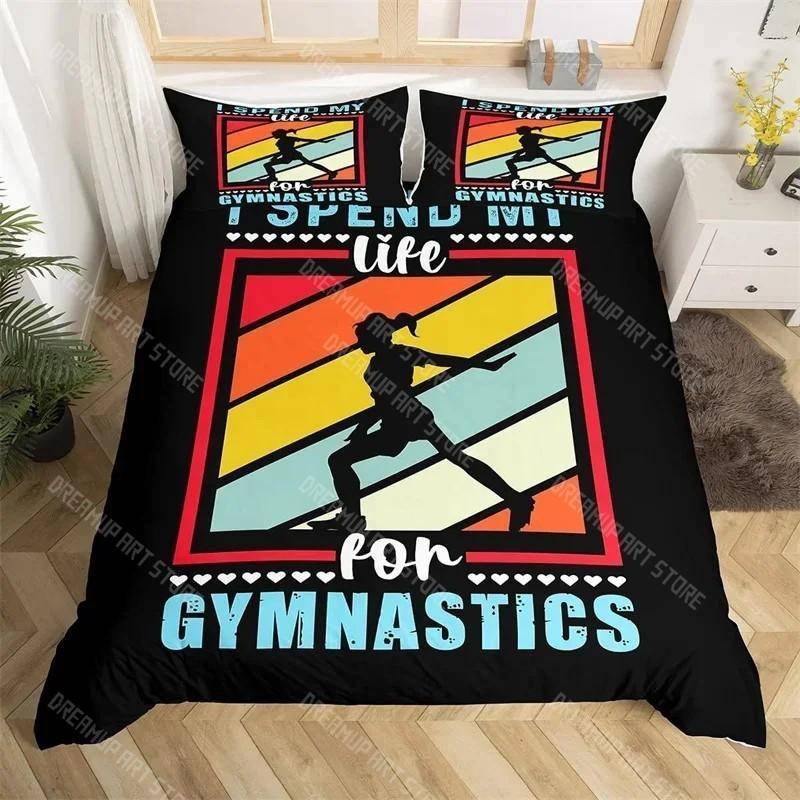Gymnastik Sport Bettbezug Set Regenbogen Aquarell Batik Queen Bettwäsche Set Mikrofaser Cheerleading Bettdeckenbezug für Yoga-Liebhaber EU Single 90x200cm von Joom DACH
