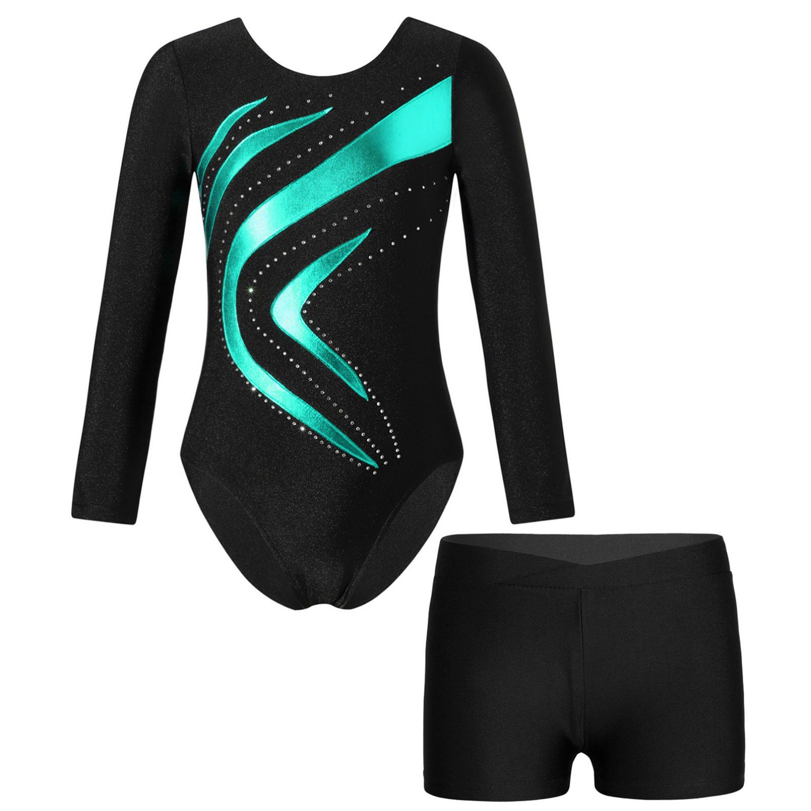 Gymnastikanzug für Mädchen, Ganzanzug mit Shorts, Workout, sportliche Tanzkleidung, Activewear-Set 13-14 Years von Joom DACH