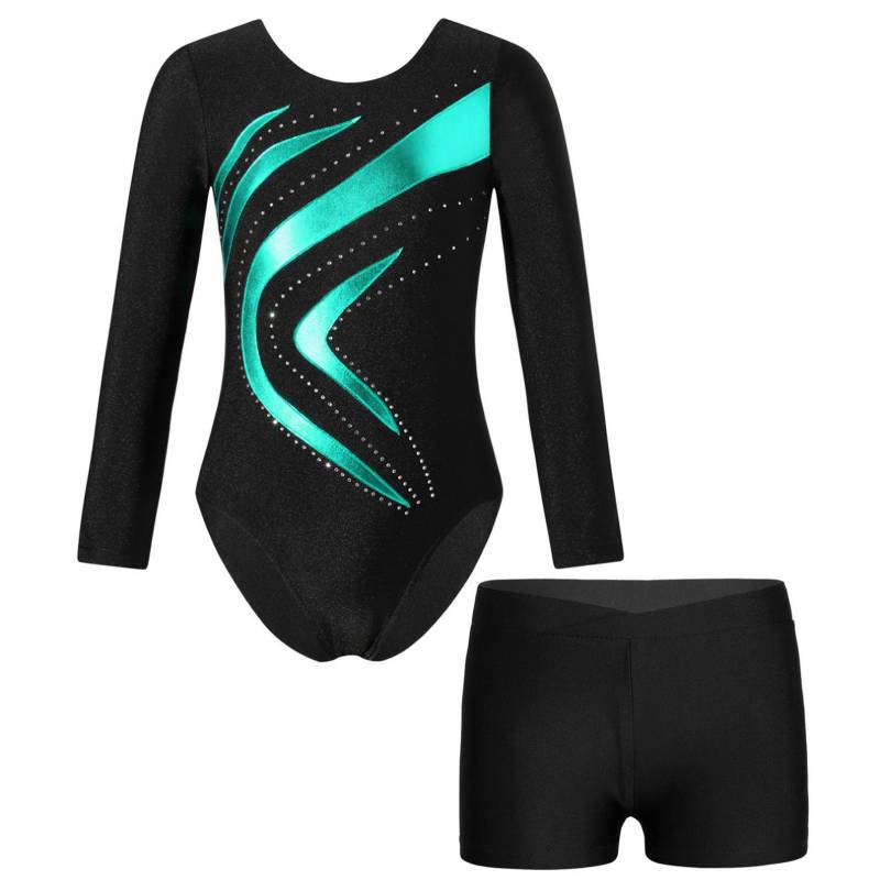 Gymnastikanzug für Mädchen, Ganzanzug mit Shorts, Workout, sportliche Tanzkleidung, Activewear-Set 13-14 Years von Joom DACH