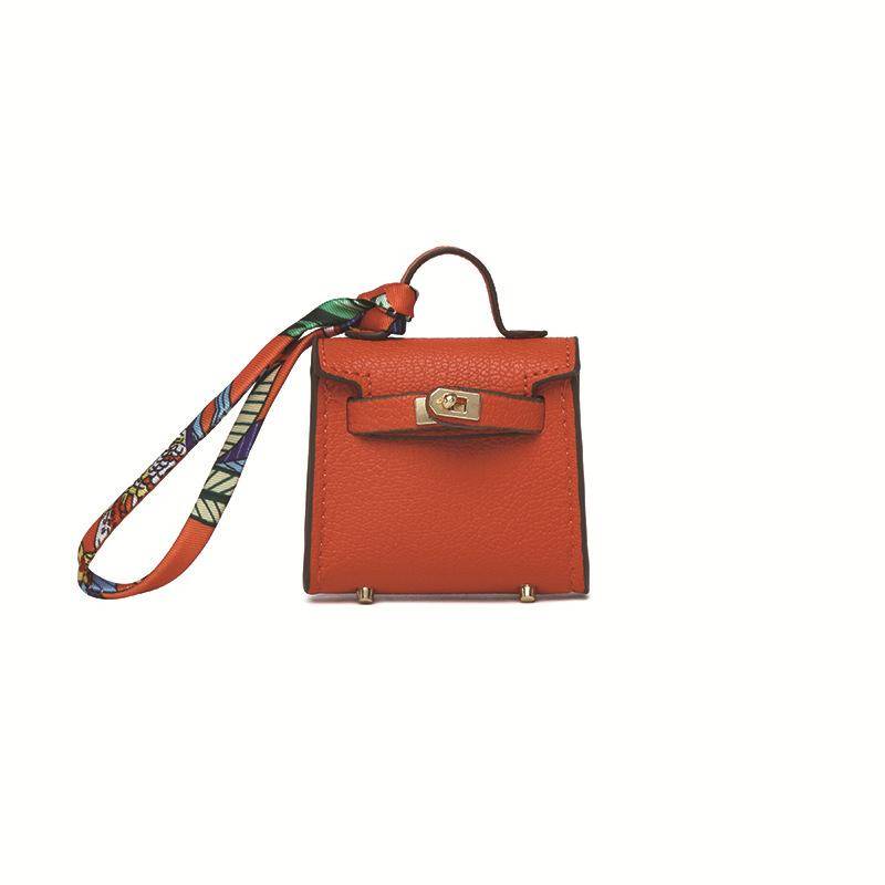 H Home Mini-Taschenanhänger, süßer Mini-Platin-Taschenanhänger, Kopfhörertasche, Damen-Auto-Schlüsselanhänger 6x2x5.5cm orange von Joom DACH
