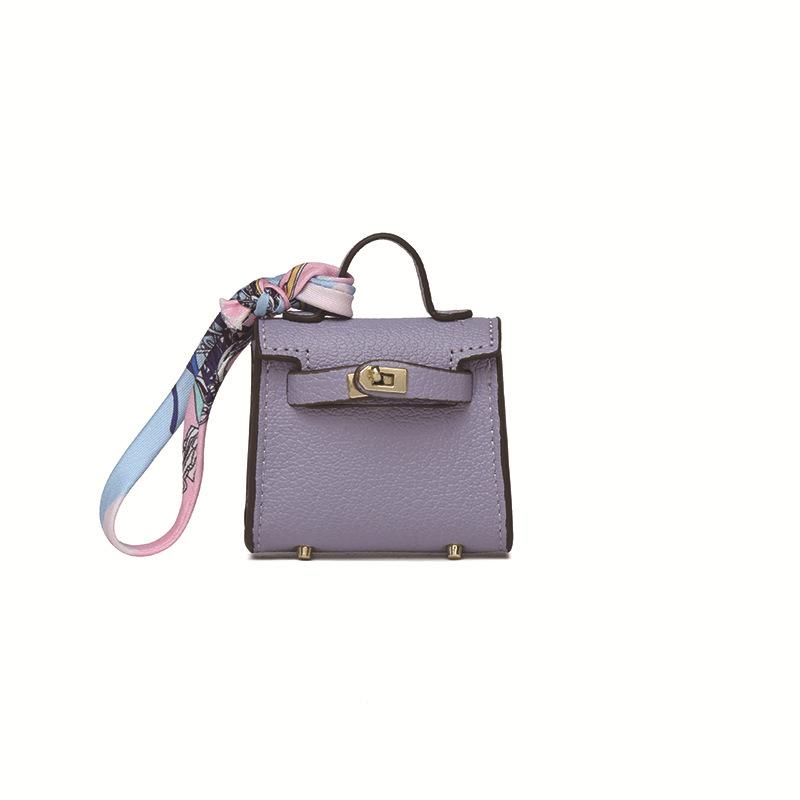 H Home Mini-Taschenanhänger, süßer Mini-Platin-Taschenanhänger, Kopfhörertasche, Damen-Auto-Schlüsselanhänger 6x2x5.5cm violett von Joom DACH