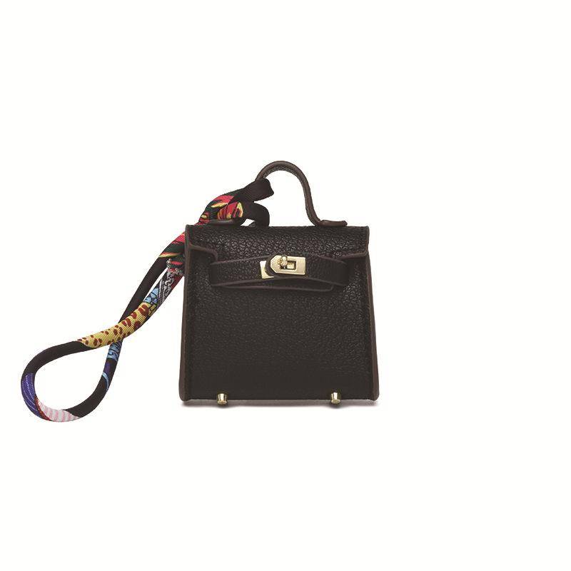 H Home Mini-Taschenanhänger, süßer Mini-Platin-Taschenanhänger, Kopfhörertasche, Damen-Auto-Schlüsselanhänger 6x2x5.5cm schwarz von Joom DACH