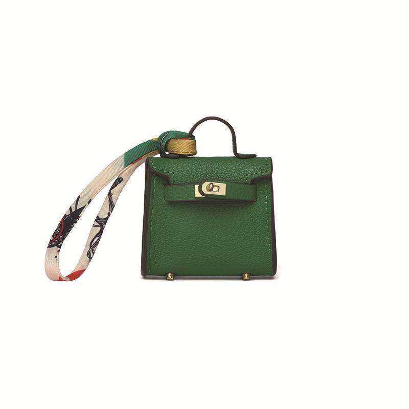 H Home Mini-Taschenanhänger, süßer Mini-Platin-Taschenanhänger, Kopfhörertasche, Damen-Auto-Schlüsselanhänger 6x2x5.5cm dunkelgrüne von Joom DACH