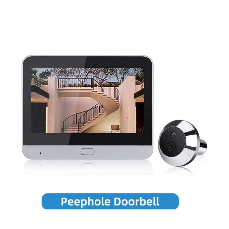 HD 3MP Außen Haus WiFi Türspion Kamera Sicherheit Einweg-Audio Nachtsicht Video Digitaler Türspion Door Camera silber von Joom DACH