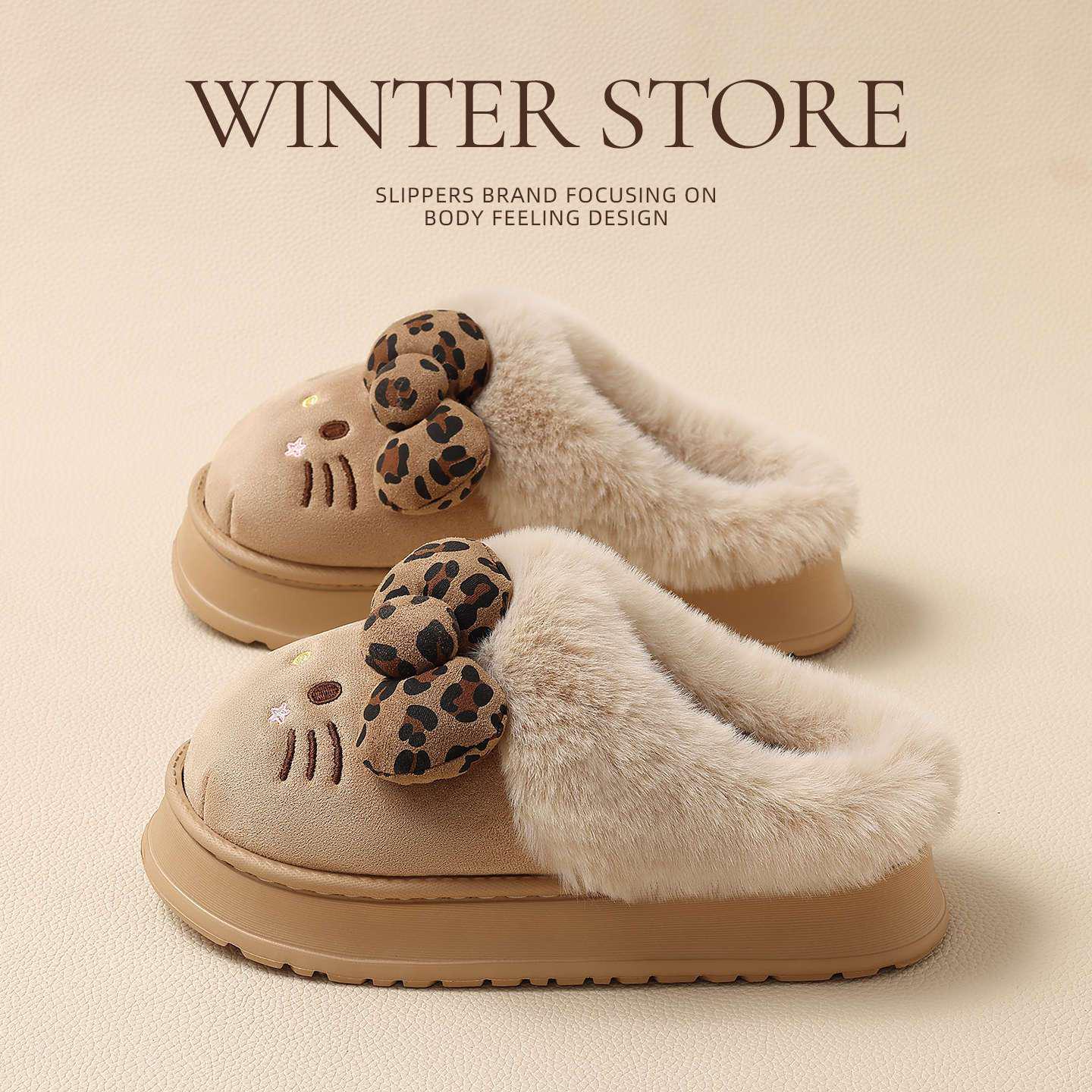 HELLO KITTY Offiziell Lizenzierte Damen Baumwoll-Slipper zum Hineinschlüpfen für Herbst/Winter 2025 - Outdoor-Bekleidung 38-39 (fits 37-38) khaki von Joom DACH