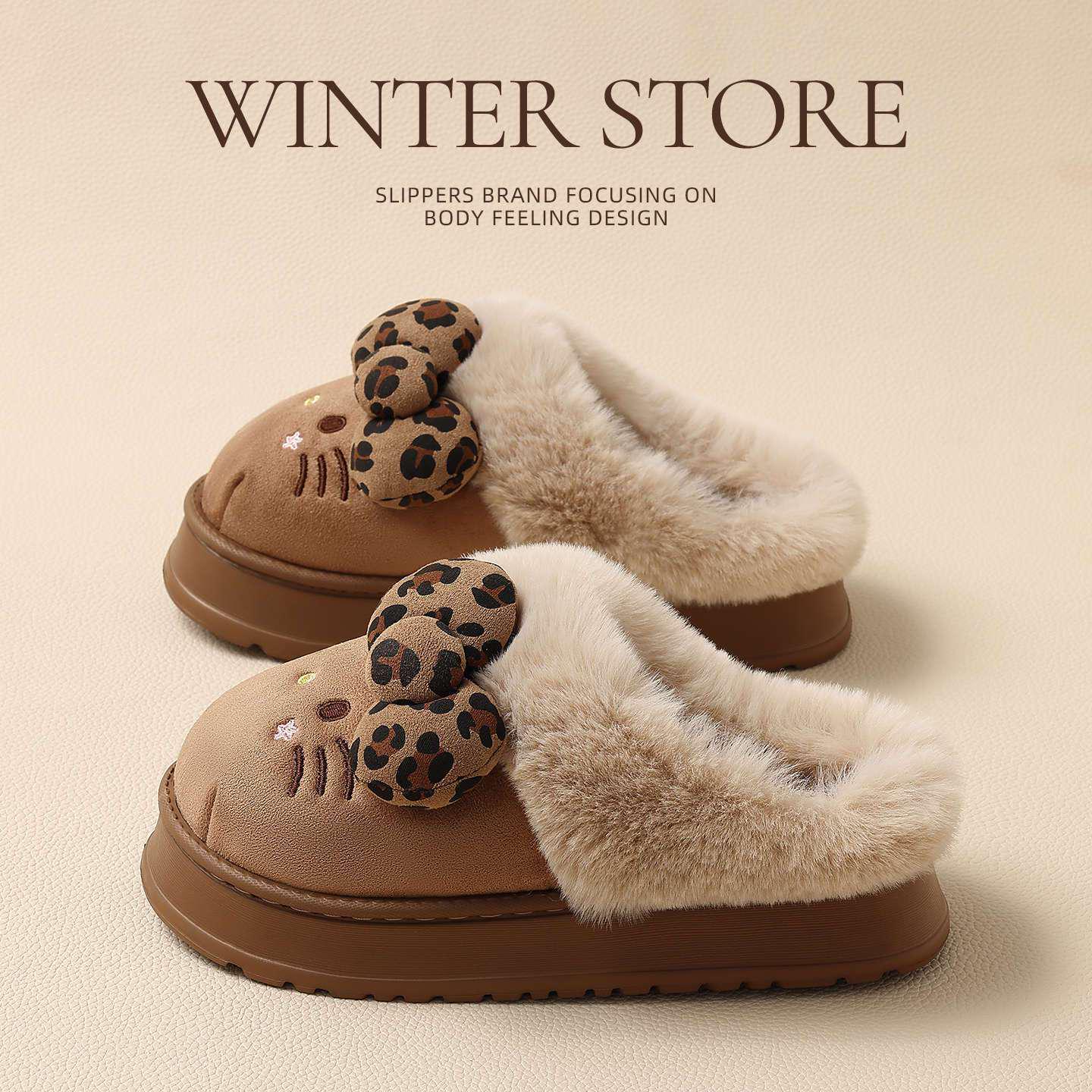 HELLO KITTY Offiziell Lizenzierte Damen Baumwoll-Slipper zum Hineinschlüpfen für Herbst/Winter 2025 - Outdoor-Bekleidung 38-39 (fits 37-38) dunkel kaffee von Joom DACH