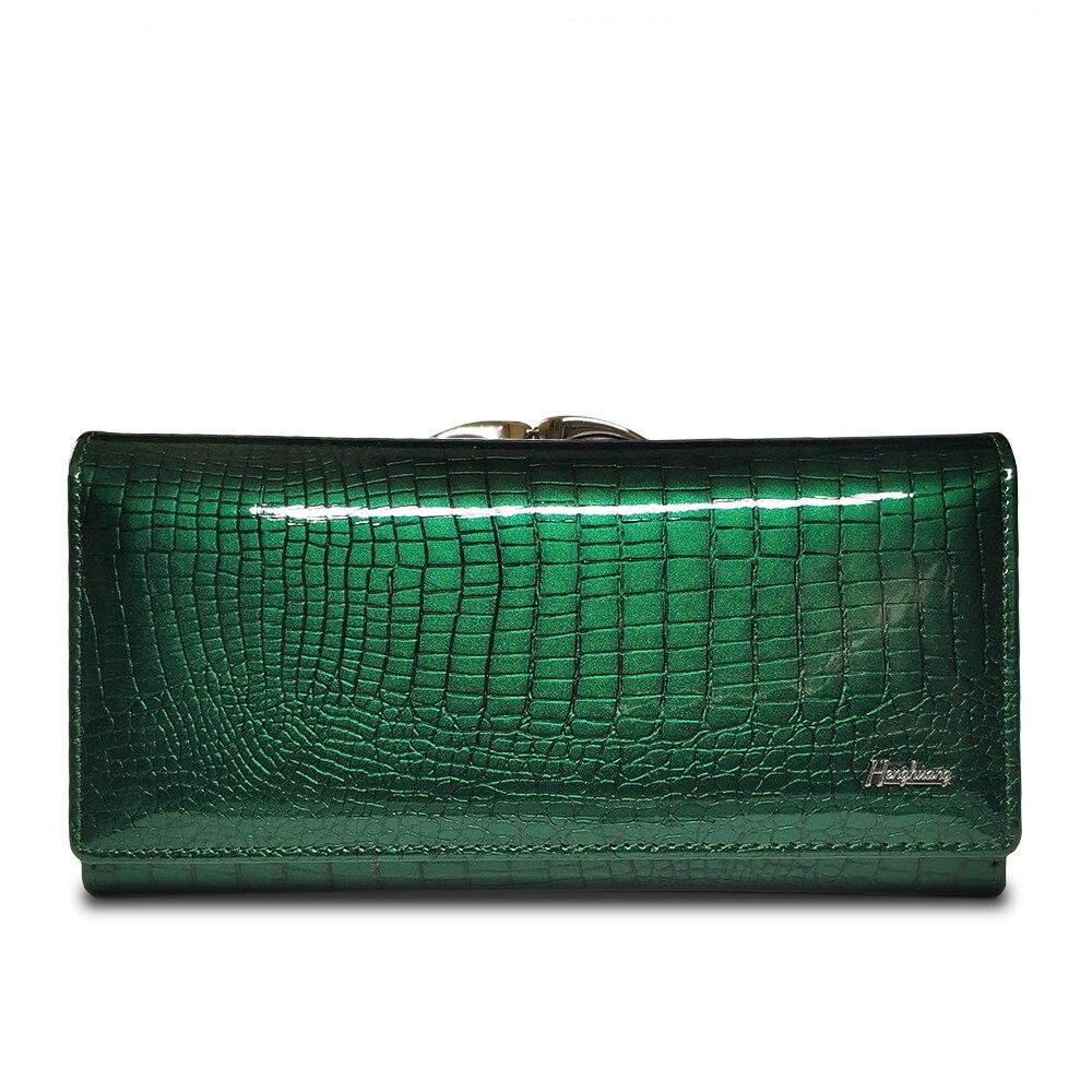 HH Alligator Damen-Geldbörsen, luxuriöses Patent-Krokodil-echtes Leder, Damen-Clutch-Geldbörse, Haspe, lange Münze, multifunktionale Geldbörsen 18.5*10*3.5cm grün von Joom DACH