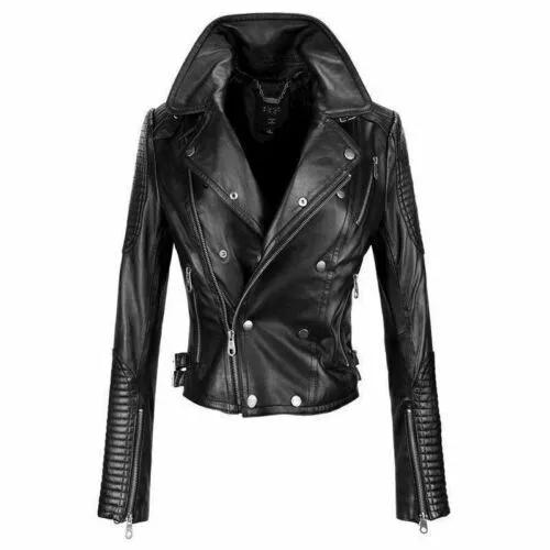 HOT Damen Schwarze Biker Motorrad Slim Fit Echtes Lammleder Jacke L schwarz HOT Damen Schwarze Biker Motorrad Slim Fit Echtes Lammleder Jacke L schwarz von Joom DACH