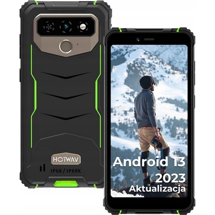 HOTWAV T5 Max Unzerbrechliches Handy 4GB+64GB 6.0  HD+ Smartphone Android 13 13MP Kamera Dural SIM 4G Telefon NFC/GPS Grün orange von Joom DACH