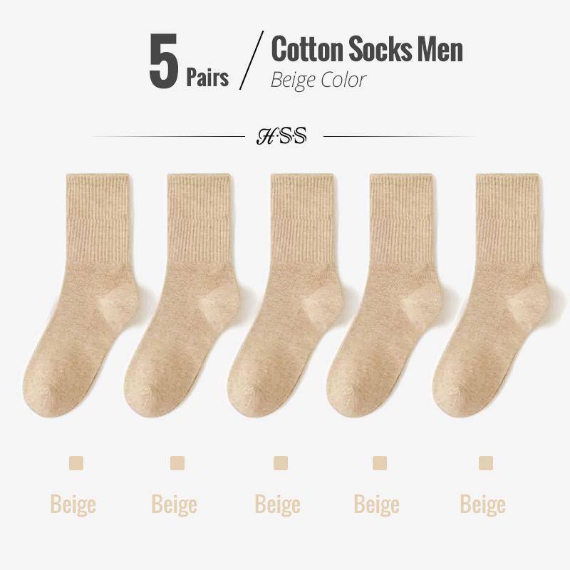 HSS 95% Gekämmte Baumwolle Socken Männer Business Kleid Lange Socken Weiche Atmungsaktive Frühling Sommer Bunte Socke Für Mann 5 Paare/los EU39-45(US6-11) beige von Joom DACH
