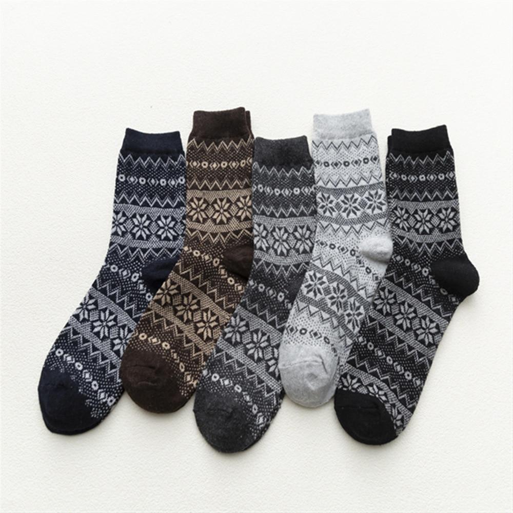 HSS Marke 5 Paar Winter herren Socken Verdicken Schafwolle Socken Warme Männer Retro Stil Bunte Mode Mann Socken für Schnee stiefel EUR39-45 (US6.5-11) weiß/blau von Joom DACH