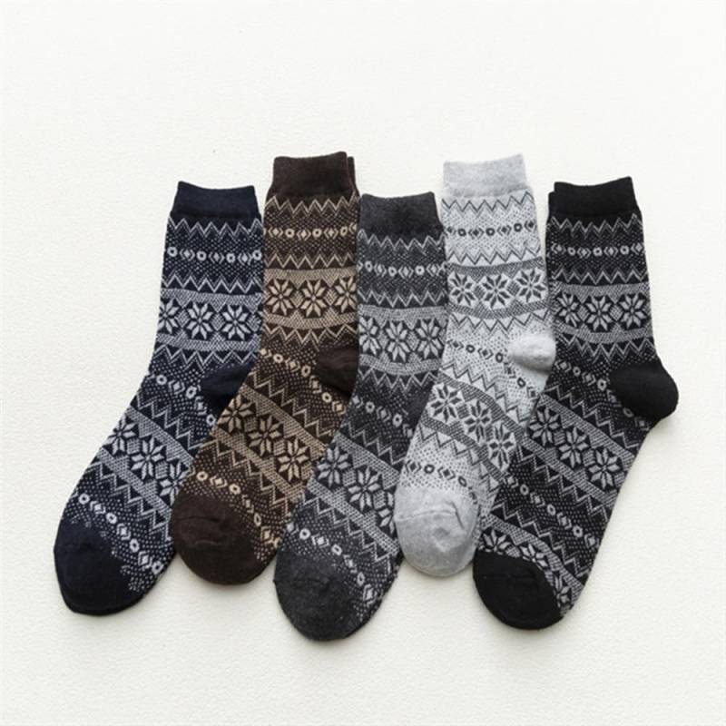 HSS Marke 5 Paar Winter herren Socken Verdicken Schafwolle Socken Warme Männer Retro Stil Bunte Mode Mann Socken für Schnee stiefel EUR39-45 (US6.5-11) weiß/blau von Joom DACH