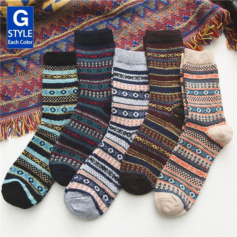HSS Marke 5 Paar Winter herren Socken Verdicken Schafwolle Socken Warme Männer Retro Stil Bunte Mode Mann Socken für Schnee stiefel EUR39-45 (US6.5-11) weiß/grau von Joom DACH