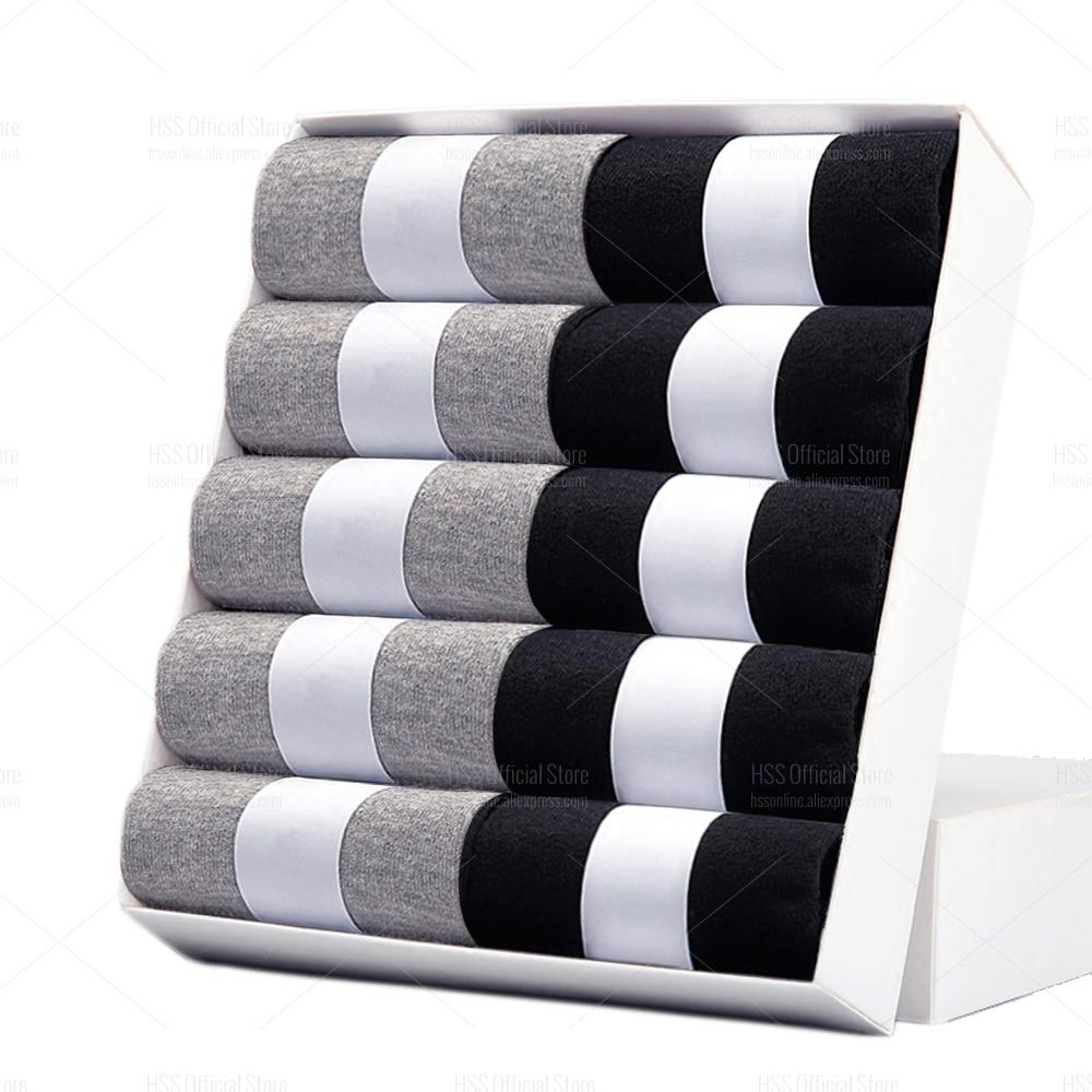 HSS Marke männer Baumwolle Socken Neue stil Schwarz Business Männer Socken Weiche Atmungsaktive Sommer Winter für Männliche Socken Plus größe (6,5-14) EUR44-48(US10-13) schwarz/grau von Joom DACH