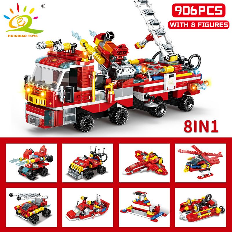 HUIQIBAO Stadt Feuerwehrwagen Modell Bausteine Feuerwehr Set Feuerwehrmann Figuren Steine Stadt Bau Spielzeug für Kinder Geschenk von Joom DACH