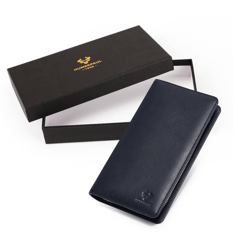 HUMERPAUL Echtes Leder Geldbörse Große Kapazität Clutch Herren Kartenetui schwarz von Joom DACH