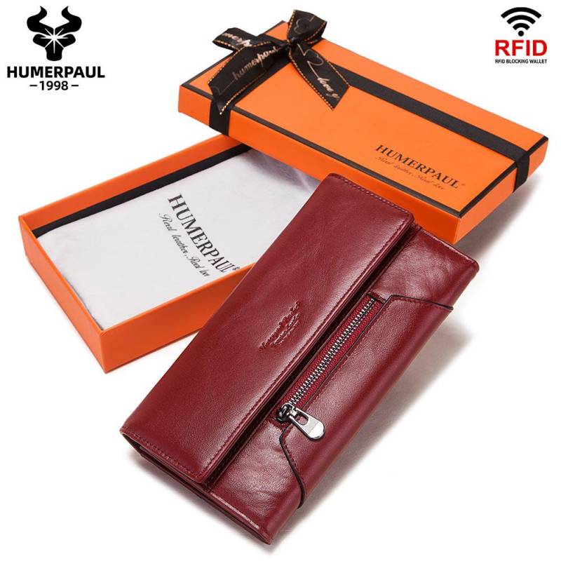 HUMERPAUL Frauen Brieftasche Neue Stil Weibliche Mode Geld Taschen Kuh Leder Karte Halter Kupplungen Dreifach Gefaltete Handliche Geldbörse Hohe kapazität rot von Joom DACH