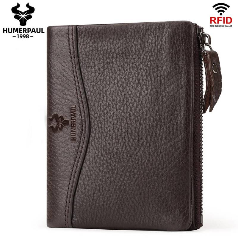 HUMERPAUL Neue RFID Männer Brieftasche Blockieren Schutz Anti-Diebstahl Scan Männlichen Leder Biflod Kurze Brieftasche Zipper Münzfach Beutel lässig Geld Tasche schwarz von Joom DACH