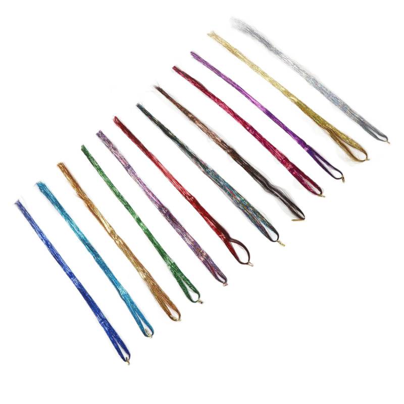 Haarglitzer-Set Mädchen Extensions mit Werkzeug 12 Farben Funkelnd Glänzend mit Highlights Glitzer von Joom DACH