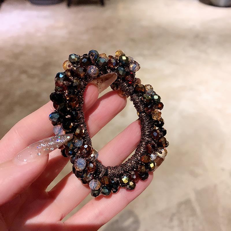 Haargummi mit Perlen und Kristallen im koreanischen Promi-Stil: Vielseitiges, einfaches Gummiband für Pferdeschwänze von Joom DACH