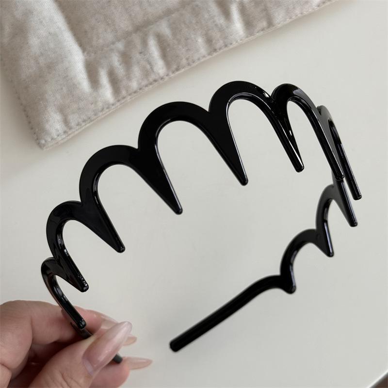 Haarkamm für Frauen, Stirnband aus Kunststoff, U-Form, Haarreifen mit festen Zähnen, rutschfeste, flauschige Oberseite, Haarbänder, Kopfbedeckung, Haar-Accessoires Glossy Black von Joom DACH