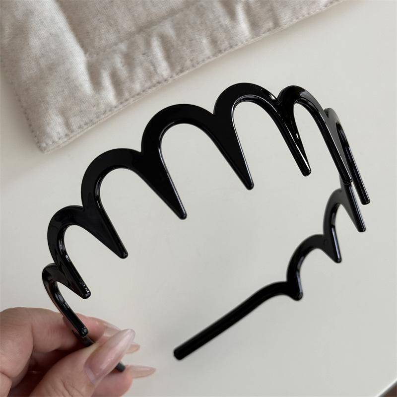 Haarkamm für Frauen, Stirnband aus Kunststoff, U-Form, Haarreifen mit festen Zähnen, rutschfeste, flauschige Oberseite, Haarbänder, Kopfbedeckung, Haar-Accessoires Glossy Black von Joom DACH