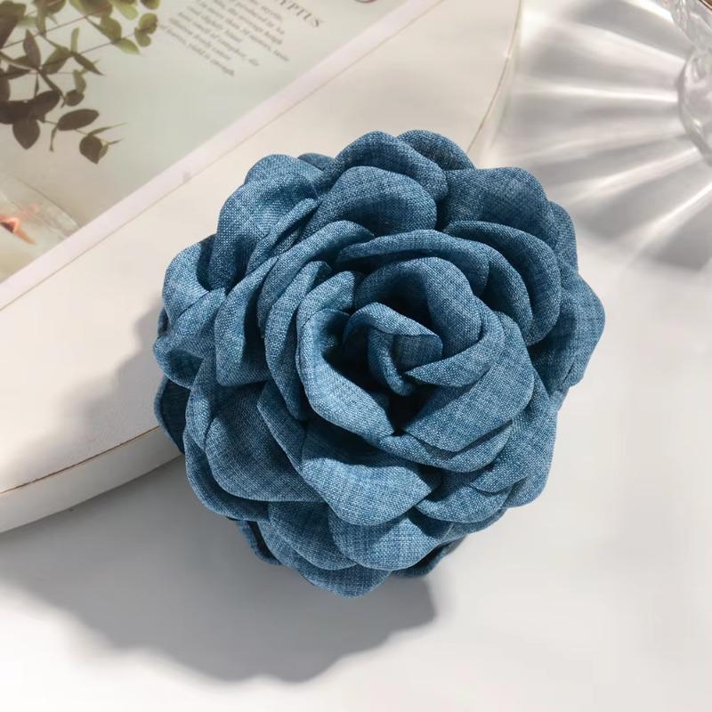Haarklammern aus Sweatstoff mittlerer Größe in 16 Farben, Baumwollstoff, Rosenblüte, Haarklammern für Frauen, koreanischer Ctach-Haarclip, Haar-Accessoires blau von Joom DACH