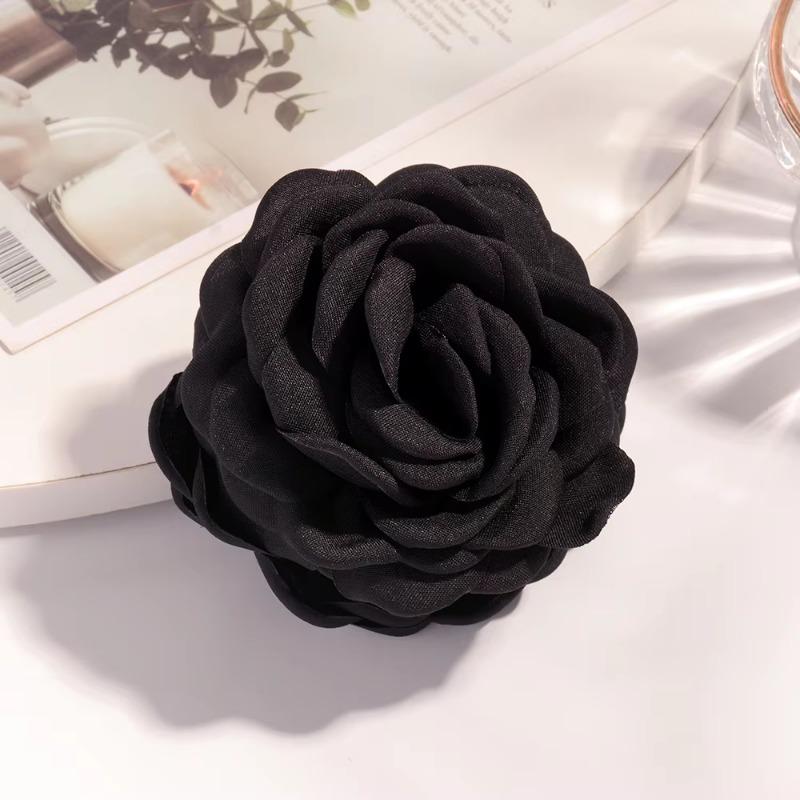 Haarklammern aus Sweatstoff mittlerer Größe in 16 Farben, Baumwollstoff, Rosenblüte, Haarklammern für Frauen, koreanischer Ctach-Haarclip, Haar-Accessoires schwarz von Joom DACH