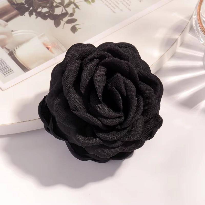 Haarklammern aus Sweatstoff mittlerer Größe in 16 Farben, Baumwollstoff, Rosenblüte, Haarklammern für Frauen, koreanischer Ctach-Haarclip, Haar-Accessoires schwarz von Joom DACH