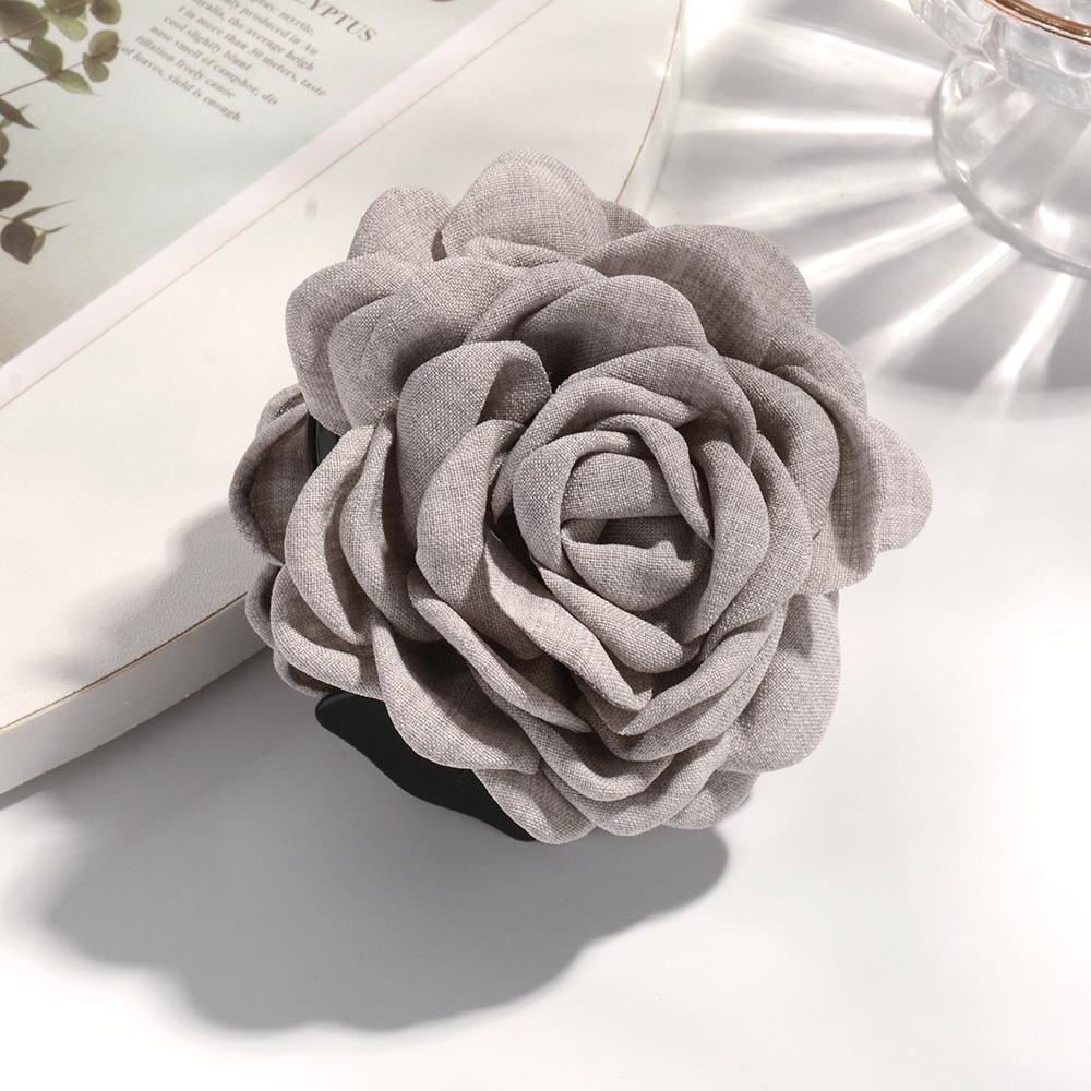 Haarklammern aus Sweatstoff mittlerer Größe in 16 Farben, Baumwollstoff, Rosenblüte, Haarklammern für Frauen, koreanischer Ctach-Haarclip, Haar-Accessoires grau von Joom DACH