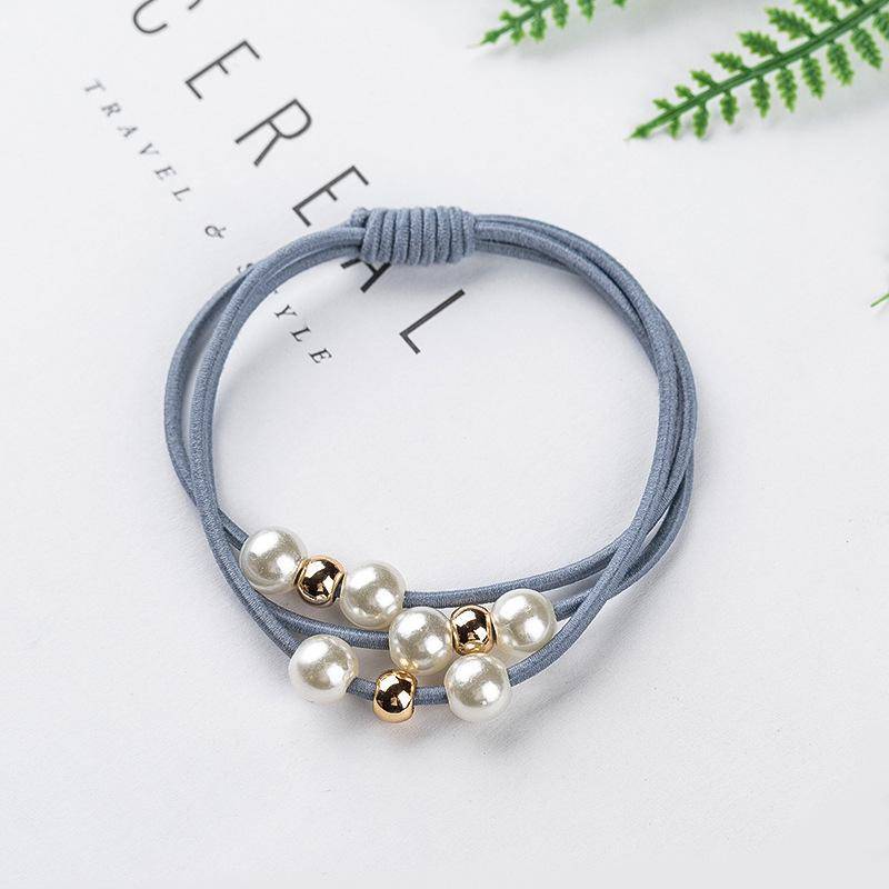 Haarschmuck Perle elastische Gummibänder Ring Kopfbedeckung Mädchen elastisches Haarband Pferdeschwanzhalter Haargummi Seil Haarschmuck blau von Joom DACH