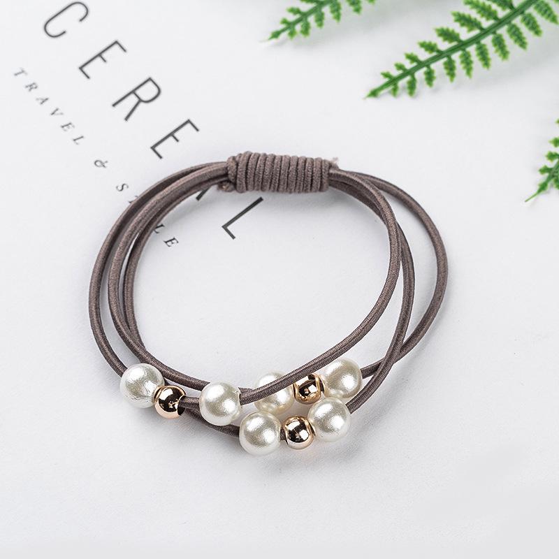 Haarschmuck Perle elastische Gummibänder Ring Kopfbedeckung Mädchen elastisches Haarband Pferdeschwanzhalter Haargummi Seil Haarschmuck braun von Joom DACH