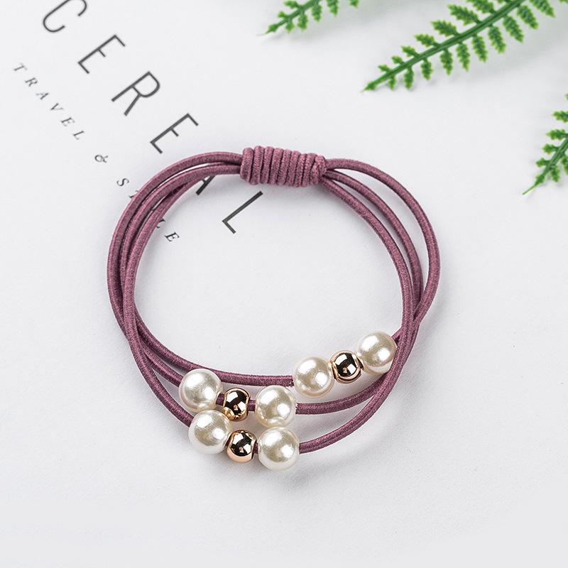 Haarschmuck Perle elastische Gummibänder Ring Kopfbedeckung Mädchen elastisches Haarband Pferdeschwanzhalter Haargummi Seil Haarschmuck heißes rosa von Joom DACH