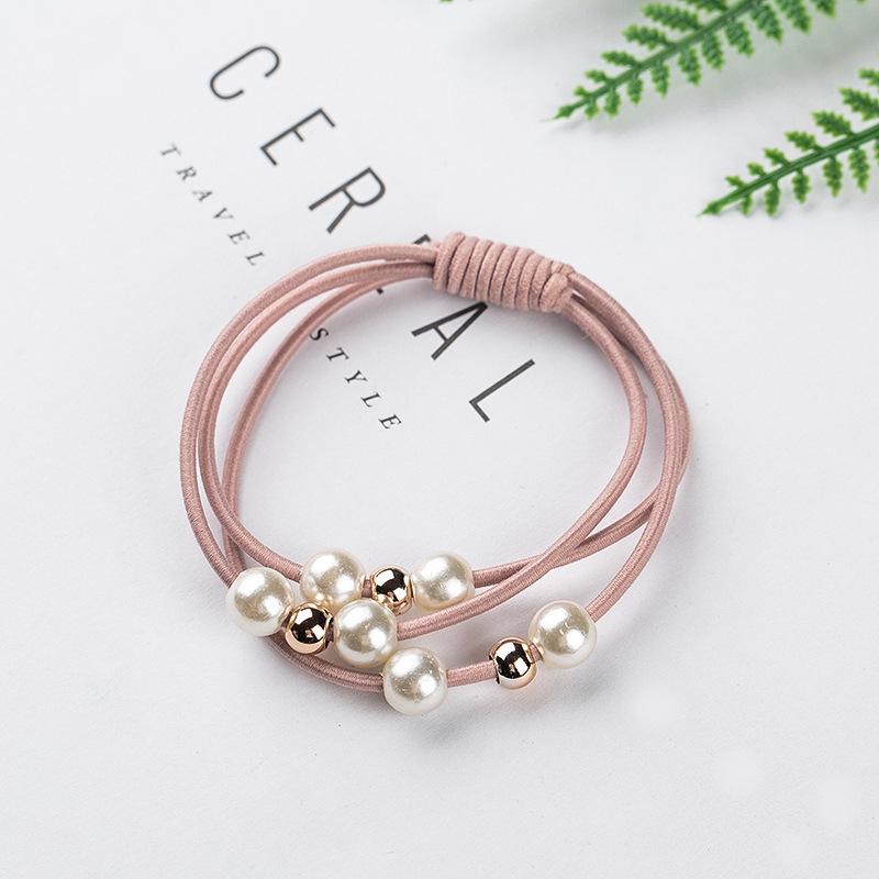 Haarschmuck Perle elastische Gummibänder Ring Kopfbedeckung Mädchen elastisches Haarband Pferdeschwanzhalter Haargummi Seil Haarschmuck rosa von Joom DACH