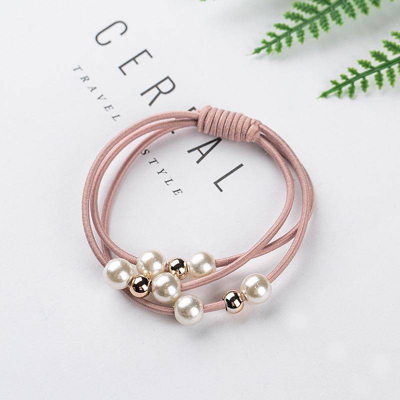 Haarschmuck Perle elastische Gummibänder Ring Kopfbedeckung Mädchen elastisches Haarband Pferdeschwanzhalter Haargummi Seil Haarschmuck rosa von Joom DACH