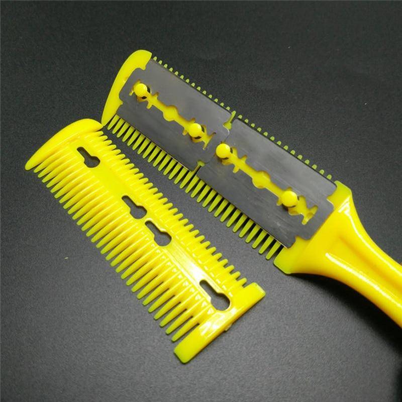 Haarschnitt-Styling-Friseurscheren-Rasiermesser-Magie-Klinge-Kamm-Friseur-Werkzeugsatz 1PCS Top-Qualität Doppelseitiges Messer Haarschere rosa von Joom DACH