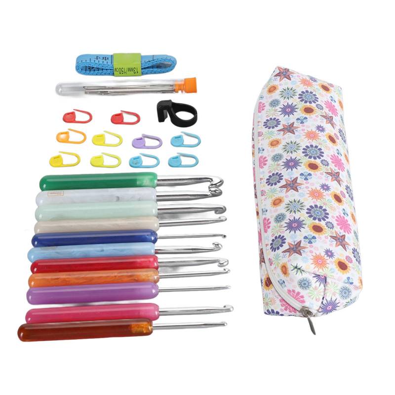 Häkelnadeln Set Ergonomischer Griff Weicher Griff Glatte Nadeln Strickwerkzeug-Set für Anfänger von Joom DACH