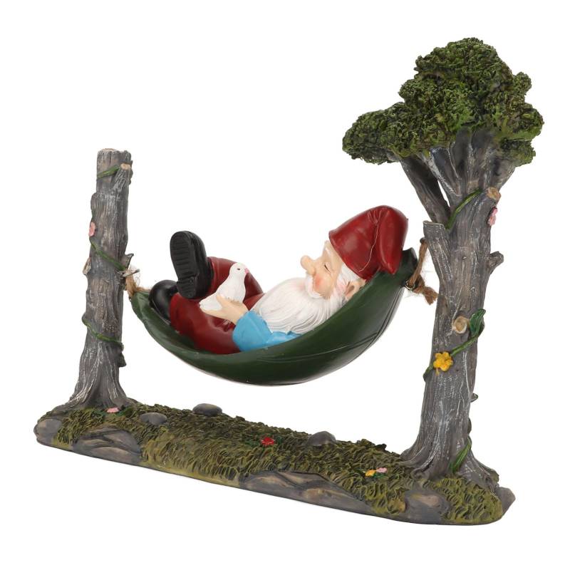 Hängematten-Gnom-Statue Handbemaltes Harz Niedlich Lustig Gartenzwerg-Statue Dekoration Außen von Joom DACH