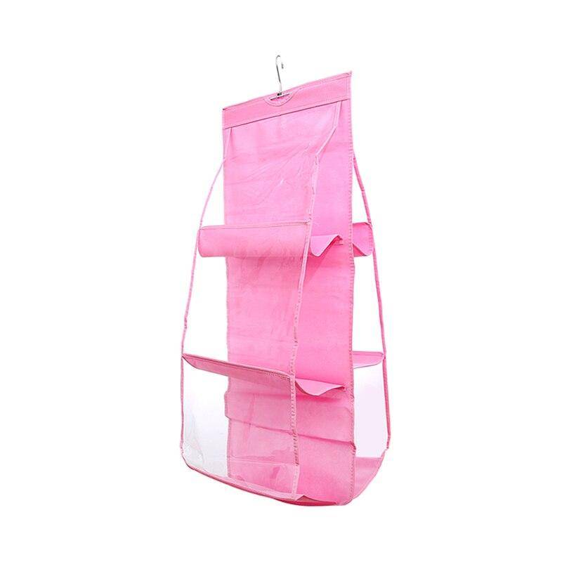 Hängende Handtasche mit 6 Taschen, transparente Aufbewahrungstasche, transparenter Home-Organizer für den Kleiderschrank, verschiedene Schuhbeutel mit Aufhängerbeutel rosa von Joom DACH