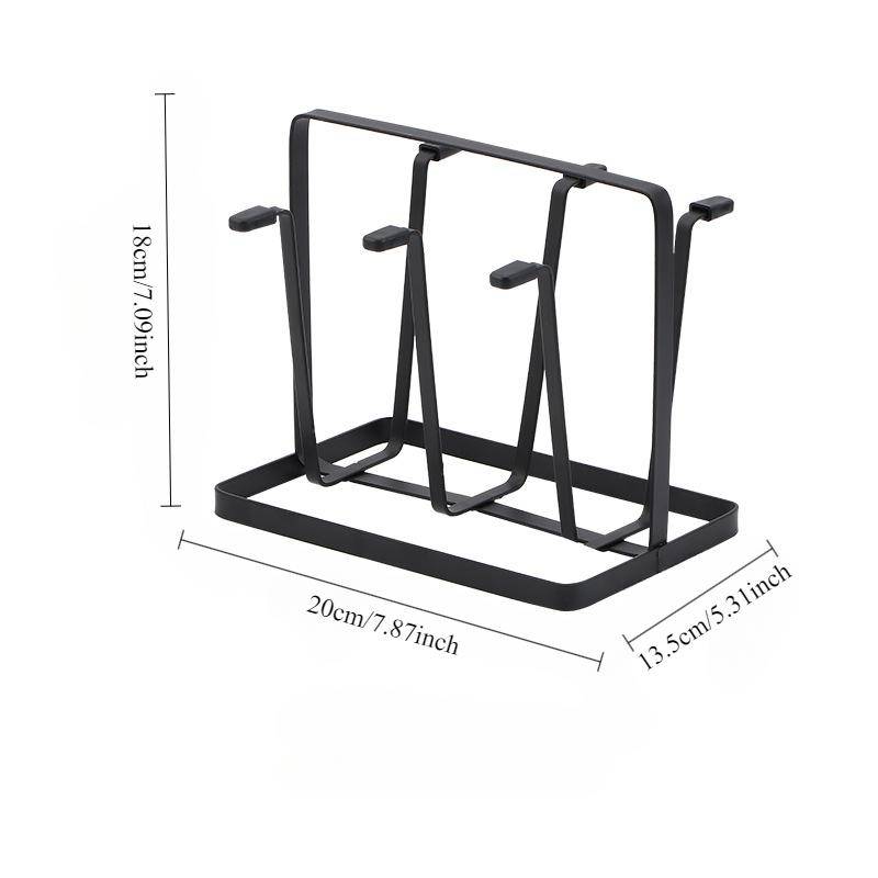 Hängender Trockenständer für Flaschen und Becher aus Stahl, 6 Haken-Organizer für Trinkglasbehälter mit schützenden Haken an den Enden aus Gummi schwarz von Joom DACH