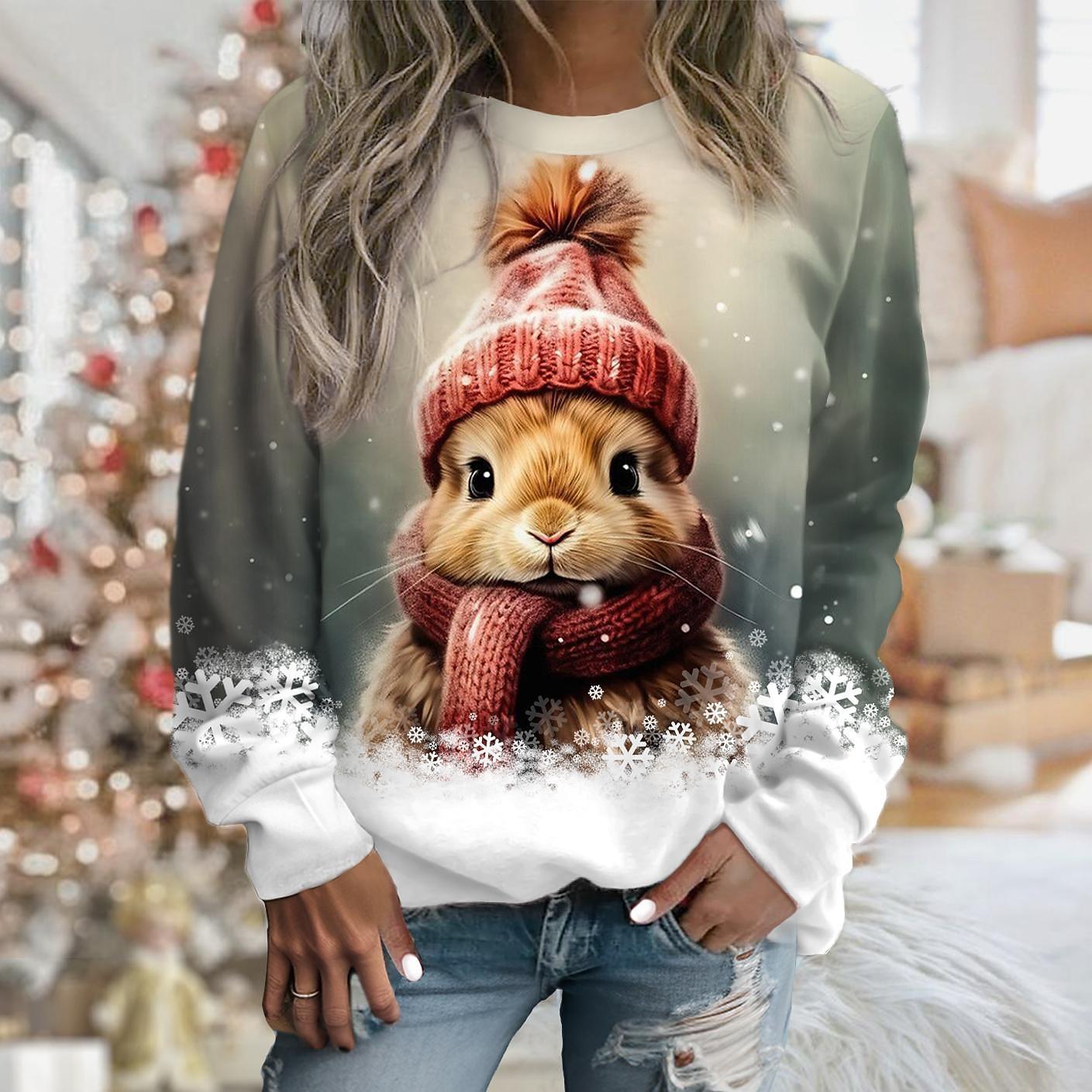 Hässliches Weihnachts-Sweatshirt für Damen, Sweatshirt, Pullover, Katze, Sportbekleidung, Festival-Print, Y2k-T-Shirt, lässig, Rundhalsausschnitt, Langarmshirt L Hässliches Weihnachts-Sweatshirt für Damen, Sweatshirt, Pullover, Katze, Sportbekleidung, Festival-Print, Y2k-T-Shirt, lässig, Rundhalsausschnitt, Langarmshirt L von Joom DACH