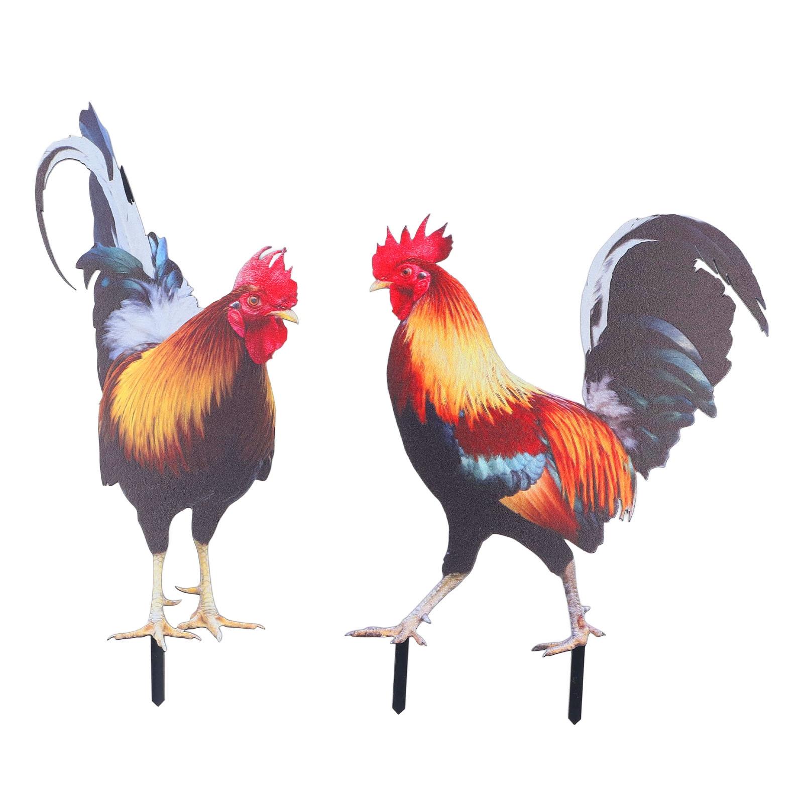 Hahn Gartenstecker Dekoration Acryl Lebensecht Wetterfest Huhn Gartenstatue Skulptur von Joom DACH