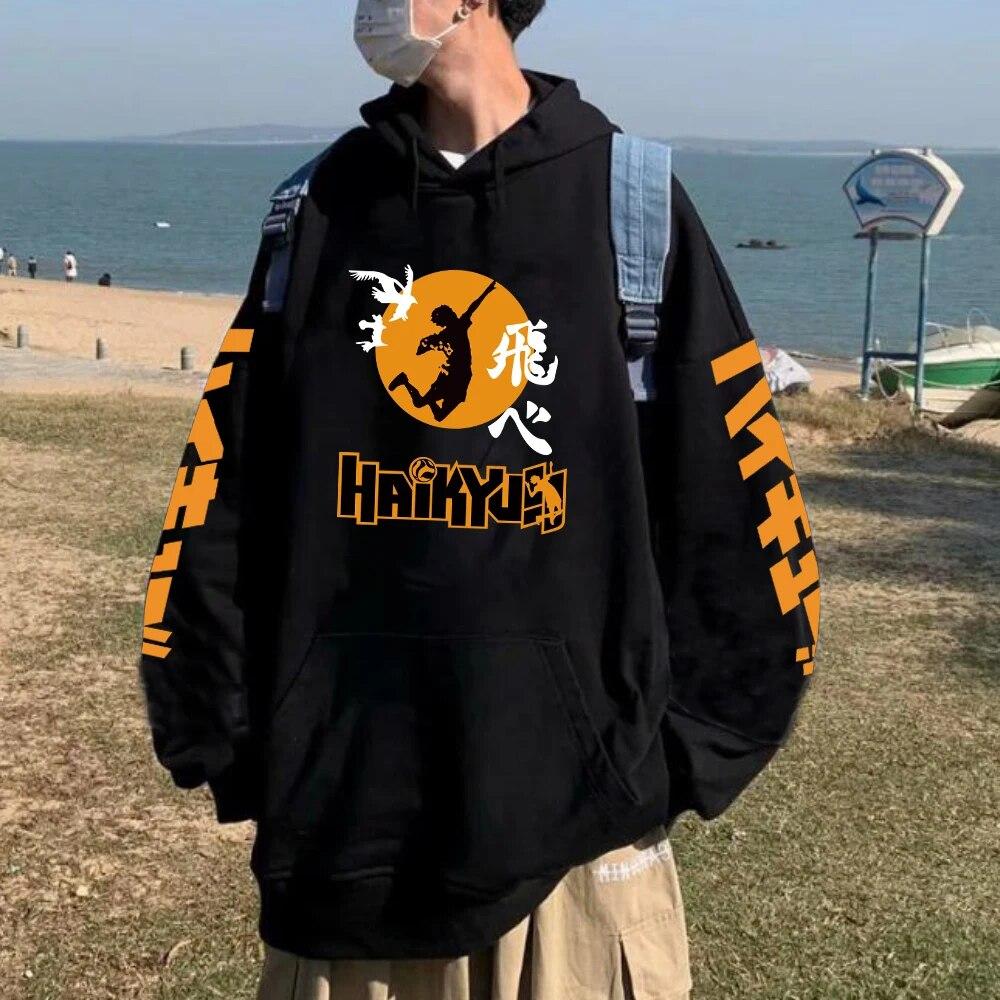 Haikyuu Kapuzenpullover Anime Hoodie Karasuno High School Oversize Sweatshirt Pullover Damen Herren Cosplay Fleece Kleidung XL von Joom DACH