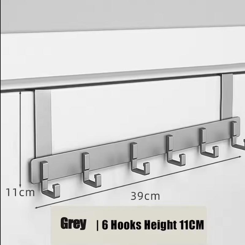 Haken über der Tür, 6 Haken, Kleiderhaken, Mantel, Hut, Handtuchhalter, Home, Badezimmer, Organizer, Rack, Küchenzubehörhalter grey-11cm von Joom DACH