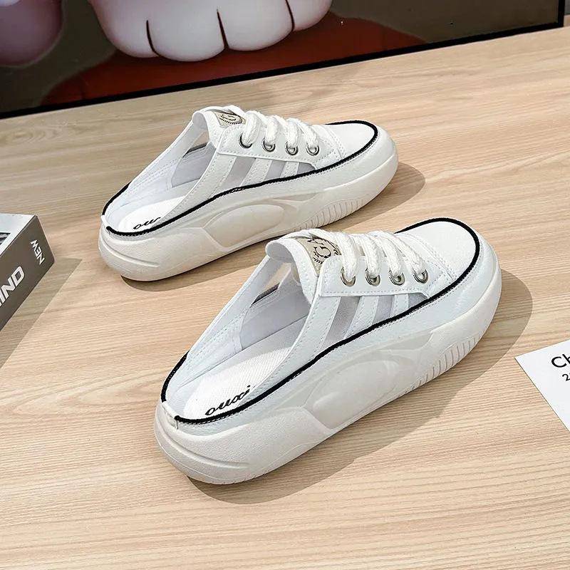 Halb-Slipper, weiße Schuhe, Damen, Sommer, neue Zehenbox für draußen, Plateau-Hausschuhe, Slip-On-Sandalen, Pumps 40 weiß von Joom DACH