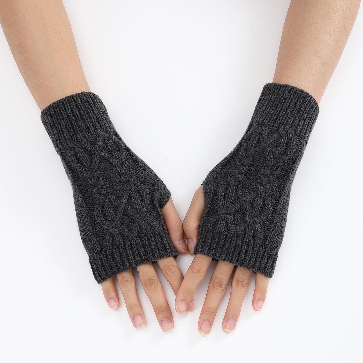 Halbfinger-Handschuhe für Damen, Winter, weiche warme Wolle, Strick-Armhandschuhe, weiche warme Halbfinger-Handschoenen, Unisex-Handschuhe 1 pair dunkelgraue von Joom DACH